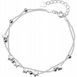 GeRRiT S925 Silber Armband Glatte Kleine Stern Armband Doppelschichtig Fünf Spitze Stern Kopfstück Armband, S925 Silber Armband von GeRRiT