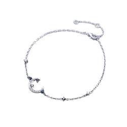 GeRRiT S925 Silber Armband Koreanische Einfache und Personalisierte Frische Mädchen Herz Diamant Mond Armband, S925 Silber Armband von GeRRiT