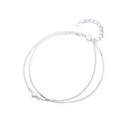 GeRRiT S925 Silber Armband Single Diamond Double Layer Armband Elegante und Personalisierte Künstlerische Handwerk, S925 Silber Armband von GeRRiT