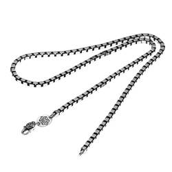 GeRRiT S925 Silber Halskette Retro Schriftsteller Ethnischer Stil Persönlichkeit Square Box Halskette Unisex Kette60Cm, 60cm von GeRRiT