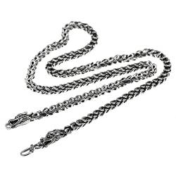 GeRRiT S925 Silber Halskette Thai Silber Retro Handgefertigt Doppel Drachenkopf Drachen Skala Halskette Herren Halskette70Cm, 70cm von GeRRiT
