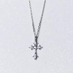 GeRRiT S925 Silber Halskette Weibliche Koreanische Stil Einfache Diamant Kreuz Halskette Persönlichkeit Geometrische Kurze Schlüsselbeinkette Halskette, Halskette von GeRRiT