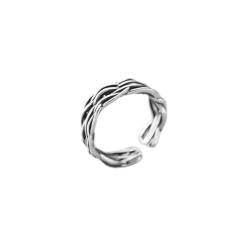 GeRRiT S925 Silber Ring Modische und Personalisierte Mehrschichtige Weben Thai Silber Open Ring, Thai Bank von GeRRiT