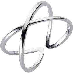 GeRRiT S925 Silber Weiblichen Koreanischen Stil Einfachen X Kreuz Dreidimensionalen Offenen Ring Mode Doppelschicht Einzelringeinstellbarer Ring, Ring von GeRRiT