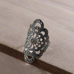 GeRRiT S925 Silberring Retro Thai Silber Handwerk Ring Verstellbar Damenmode Silberring, a von GeRRiT