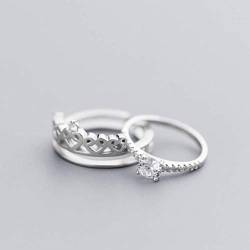 GeRRiT S925 Silberring Weibliche Koreanische Kunstart Diamantkrone Offener Ring Mode Kombinationsring Silber, Silber, einstellbar von GeRRiT