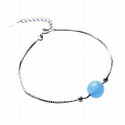 GeRRiT S925 Sterling Silber Hellblau Jade Marrow Armband Forest Series Original Blue Crystal Armband Einfache und Personalisierte Vielseitige Eleganz Schmuck, Armband aus blauem Kristall von GeRRiT