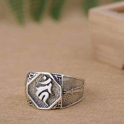 GeRRiT Stil Ringschmuck S925 Sterling Silber Ring Antik Thai Silber Männlich Sechs Zeichen Mantra Buddhistischer Textringring, Ring von GeRRiT