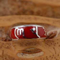 GeRRiT Stil Ringschmuck S925 Sterling Silber Ring Drop Öl Weiblich und Männlich Buddhistisch Sechs Zeichen Mantra Ring Thai Silberschwarz, Rot von GeRRiT