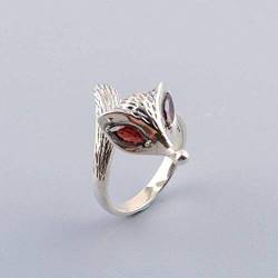 GeRRiT Stil Ringschmuck S925 Sterling Silber Ring Thai Silber Handwerk Eingelegt Jacinth Einfache Mode Weiblichen Fuchs Ringring, Ring, 18.2 von GeRRiT