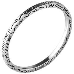 GeRRiT Stil Vintage Armreif S925 Sterling Silber Armreif Vintage Thai Silber Handgefertigt Quadratisch Geschnitzte Totem Ethnischen Stil Geschlossen Sterling Silber Armreif Unisex Silbe von GeRRiT