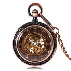 GeRRiT Taschenuhr, Klassische mechanische Handaufzug-Taschenuhr aus Kupfer, antike Uhrengeschenke für Männer, Taschenuhrkette von GeRRiT