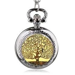 GeRRiT Taschenuhr, Silberne Edelstahl-Baum-des-Lebens-Kette, leuchtende Taschenuhr-Halskette, Damenschmuck, leuchtende Anhängerkette von GeRRiT
