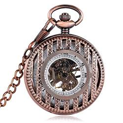 GeRRiT Taschenuhr, einzigartige Streifen-Kupfer-Handaufzug, mechanische Taschenuhr für Herren und Damen, antikes Design, Hohle Skelett-Taschenuhren von GeRRiT