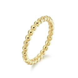 Größe 5–11 Damen-Perlenring, 2 mm, Edelstahl, stapelbarer Ring, Damenringe, Schmuck, Geschenke (Color : Gold_6) von GeRRiT