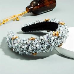 Intarsien Perle Blume Stirnband Haar Zubehör Frauen Handgemachte Farbe Perlen Haarband Haar Hoop Neue (Color : Gray) von GeRRiT