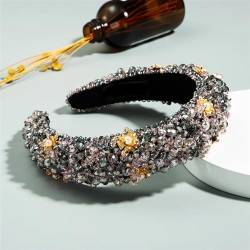 Intarsien Perle Blume Stirnband Haar Zubehör Frauen Handgemachte Farbe Perlen Haarband Haar Hoop Neue (Color : Light purple) von GeRRiT
