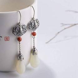 Ohrringe Eardrop S925 Silber Retro Thai Silber Ohrringe Damenmode Phu Nephrite Orchid Quaste Ohrringewie Gezeigt, GeRRiT, Wie Gezeigt von GeRRiT