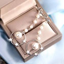 Ohrstecker für Frauen Stilvolle Temperamentgeometrie S925 Silber Lange Perlenohrringeperle, GeRRiT, Perle, 925 Silber von GeRRiT