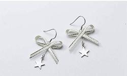S925 Silber Bogen Ohrringe Pentagram Frauen Korea Kleine Frische Weihnachten Schmuck Schmuck Schmuck Weiß, GeRRiT von GeRRiT