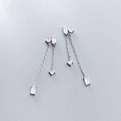 S925 Silber Ohrringe Damen Koreanische Mode Süße Art Lange Quaste Diamant Quadrat Diamant Ohrringe Schmuck Paar, GeRRiT, ein Paar, 925 Silber von GeRRiT