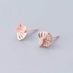 S925 Silber Ohrringe Damen Koreanische Wald Stil Kleine Frische Süße Art Diamant Blume Ohrringe Silber, GeRRiT, Roségold, 925 Silber von GeRRiT