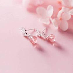 S925 Silber Ohrringe Japanische und Koreanische Stil Einfache Mode für Frauen Blätter Diamant Mode Persönlichkeit Schmuck Erdbeere, GeRRiT, Erdbeere, 925 Silber von GeRRiT