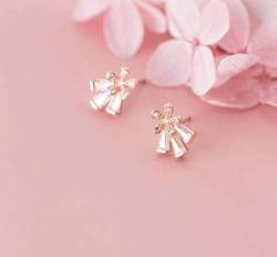 S925 Silber Ohrringe Weibliche Koreanische Artfashion Wald Fünf Blatt Flusser Ohrringe mit Diamanten Silber, GeRRiT, Goldene Rose von GeRRiT