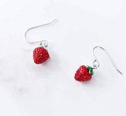 S925 Silber Ohrringe Weibliche Koreanische Kunst Diamant Erdbeere Ohrringe Süße Frucht Silber, GeRRiT, Silber von GeRRiT