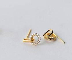 S925 Silber Ohrringe Weibliche Koreanische Kunst Diamant Runde Ohrringe Temperament Interlocking Geometrische Form Gold, GeRRiT, Gold von GeRRiT