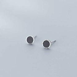 S925 Silberohrringe Koreanische Mode Kleine Schwarze Kreisförmige Geometrische Ohrringe Einfache Persönlichkeit Gewähren Schmuckein Paar, GeRRiT, ein Paar, 925 Silber von GeRRiT