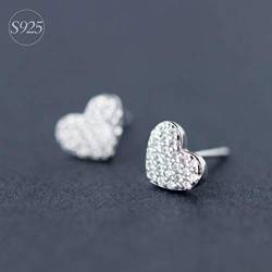 S925 Silberohrringe Weibliche Koreanische Mode mit Diamanten Besetzt Lieben Ohrringe Süße Herzförmige Ohrringe Weiblichein Paar, GeRRiT, ein Paar von GeRRiT