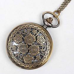 Vintage Damen Herren Halskette Taschenuhr Unisex, Neuheit Charm Camellia Perspektive Taschenuhr Bronze Retro Hohl Geschenkkette Quarz Mode Lässig Persönlichkeit Geschenk von GeRRiT