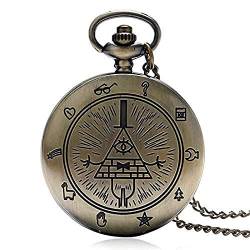 Vintage Eye of Providence Taschenuhr Kette Herren Damen Unisex Halskette Niedliche Pyramidenmuster Uhr Damen Geschenk, Taschenuhren von GeRRiT