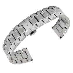 GeRnie 12 14 15 16 17 18mm 19 20 21 22mm 23 24mm Uhrenarmband 2 in 1 gebogenes Ende flach gebogenes Ende Edelstahl Uhrenarmband Metall Uhrenarmband, silberfarben, 12mm, Rucksäcke von GeRnie