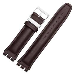 GeRnie 17 mm 19 mm spezielles Schnittstellenarmband aus echtem Leder for Damen, mit Schließe, Ersatzarmband (Color : Brown, Size : 19mm) von GeRnie