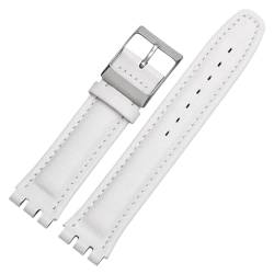 GeRnie 17 mm 19 mm spezielles Schnittstellenarmband aus echtem Leder for Damen, mit Schließe, Ersatzarmband (Color : White, Size : 19mm) von GeRnie