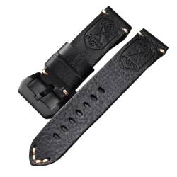 GeRnie Brown Black Handmade Cowhide Watchband 20 22 24 26MM Men Fitted PAM111 441 Genuine Leather Bracelet, Vintage Military Watch (Color : Brack Brack clasp, Size : 20mm) von GeRnie