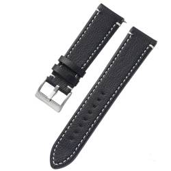 GeRnie Double-sided Leather 18mm 20mm 22mm 24mm Watchband Quick Release Watch Band Strap Men Women Yellow Red Black Watch Accessories (Color : Black, Size : 18mm) von GeRnie