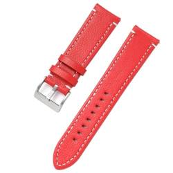 GeRnie Doppelseitiges Leder 18mm 20mm 22mm 24mm Armband Schnellverschluss Uhrenarmband Herren Damen Gelb Rot Schwarz Uhrenzubehör (Color : Red, Size : 18mm) von GeRnie