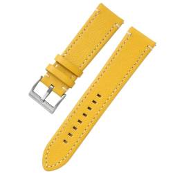 GeRnie Double-sided Leather 18mm 20mm 22mm 24mm Watchband Quick Release Watch Band Strap Men Women Yellow Red Black Watch Accessories (Color : Yellow, Size : 18mm) von GeRnie