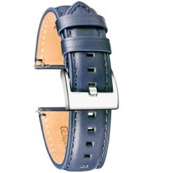 GeRnie Echtleder-Uhrenarmbänder for Herren und Damen, Schnellverschluss, handgefertigt, Vintage-Rindsleder-Uhrenarmband, 18 mm, 20 mm, 22 mm, 24 mm (Color : 103Blue, Size : 20mm) von GeRnie