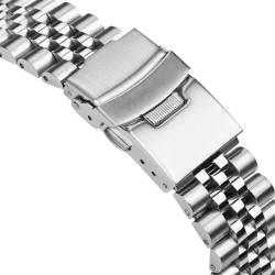 GeRnie Men Watch Accessories Solid Bracelet 316L Stainless Steel Straight End 18/19/20/21/22mm/23/24mm (Color : Silver, Size : 19mm) von GeRnie