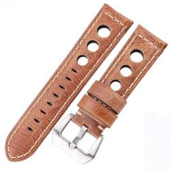 GeRnie Oil Wax Cowhide Watchbands 22mm 24mm Dark Brown Women Men Fashion Genuine Leather Watch Band Strap Belt With Pin Buckle (Color : Brown, Size : 20mm) von GeRnie