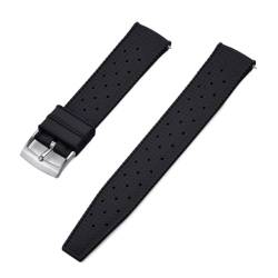 GeRnie Premium-Grade Tropic Rubber Watch Strap 18mm 20mm 22mm New Watch Band Diving Waterproof Bracelet Black Color (Color : Black Silver, Size : 18mm) von GeRnie