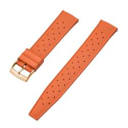 GeRnie Premium-Grade Tropic Rubber Watch Strap 18mm 20mm 22mm New Watch Band Diving Waterproof Bracelet Black Color (Color : Orange Gold, Size : 18mm) von GeRnie