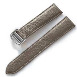 GeRnie Replacement Litchi Grain Soft Leather Leather Strap Men's Ladies Folding Buckle Watch Accessories (Color : Elephant Grey, Size : 14mm) von GeRnie