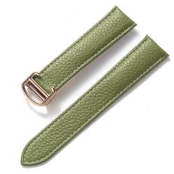 GeRnie Replacement Litchi Grain Soft Leather Leather Strap Men's Ladies Folding Buckle Watch Accessories (Color : Olive green gold, Size : 18mm) von GeRnie