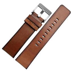 GeRnie Retro Genuine Leather Watchband (Color : Brown silver clasp, Size : 22mm) von GeRnie