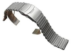 GeRnie Verstellbares Mesh-Shark-Armband for luxuriösen Ersatzarmband aus massivem Edelstahl, 18/20/22/24 mm (Color : Silver, Size : 22MM_XXL (ABOUT18CM)) von GeRnie